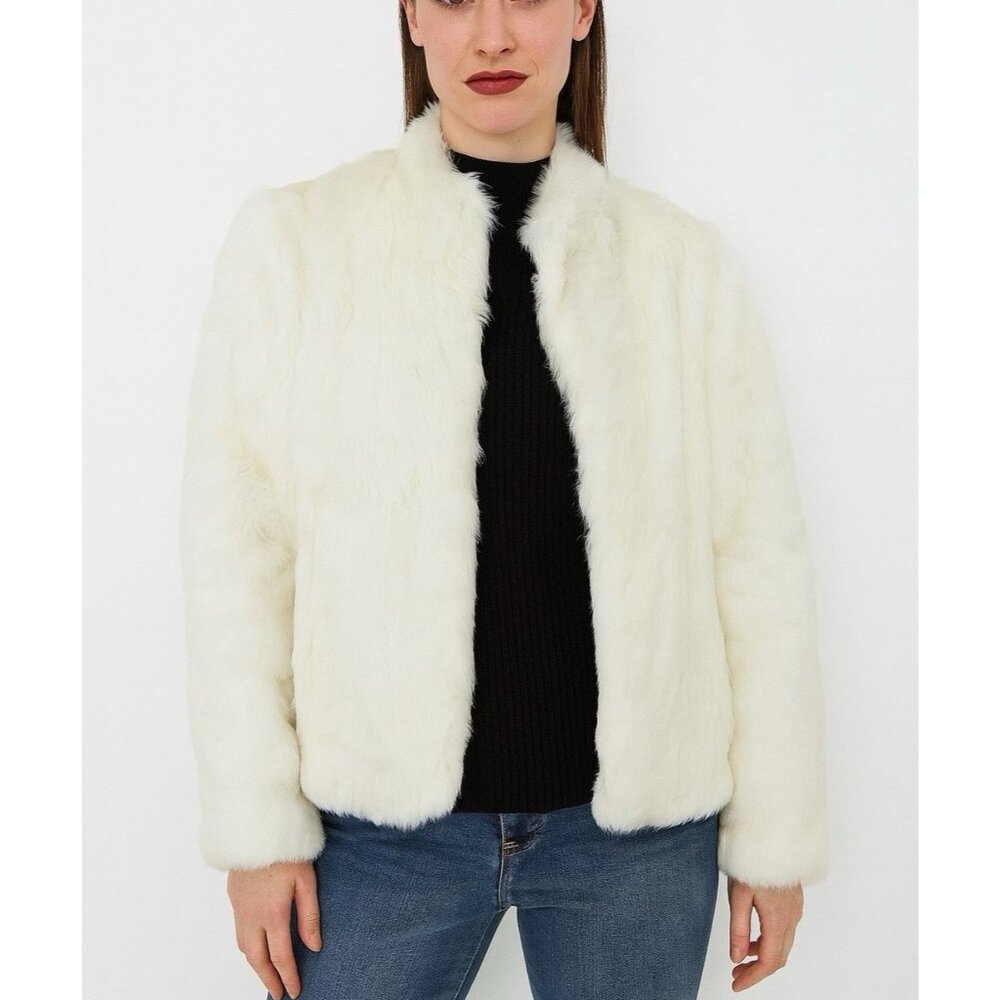 White Cream France Dyed Rabbit Fur Coat Women’s Jacket One Size See Measurements
